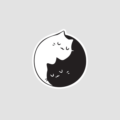 استیکر یین و یانگ گربه‌ای (خیر و شر)