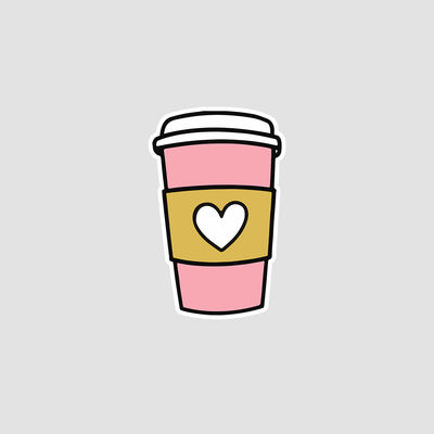استیکر قهوه و قلب I Love Coffee